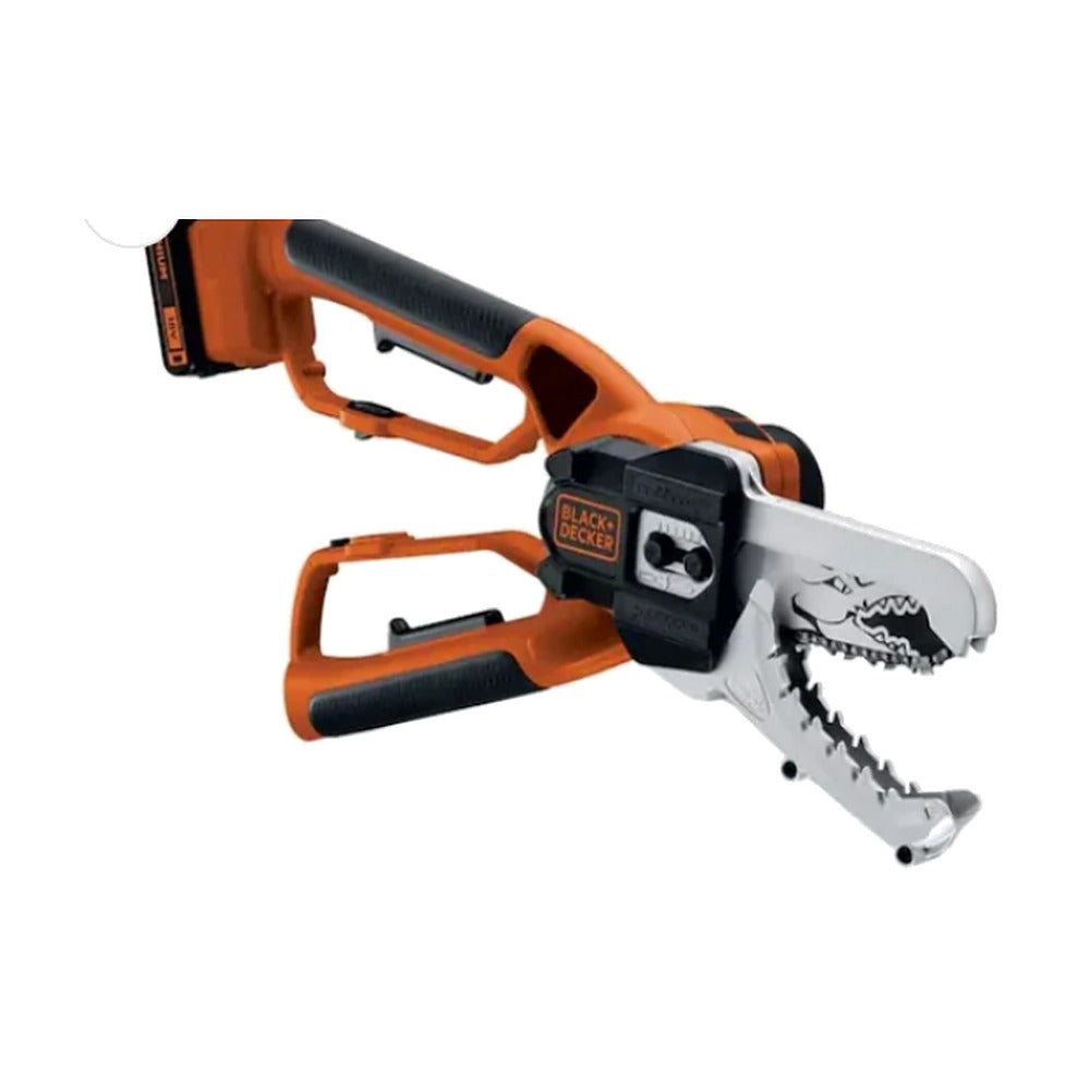 Coupe-branches à chaîne Alligator BLACK+DECKER 18 V – guide 15 cm, batterie 2,0 Ah + chargeur (GKC1000L-QW)