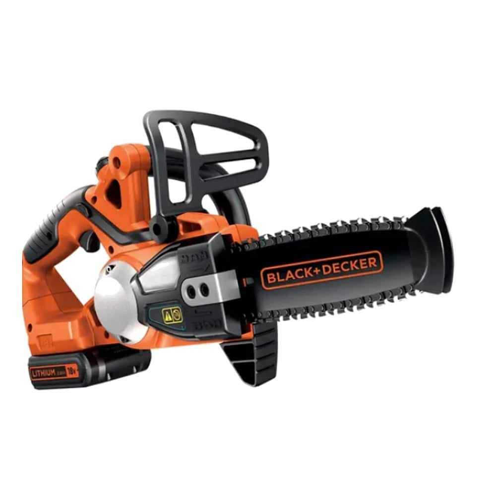 Tronçonneuse sans fil BLACK+DECKER 18 V – guide 20 cm, batterie Li-ion 2,0 Ah + chargeur (GKC1820L20-QW)